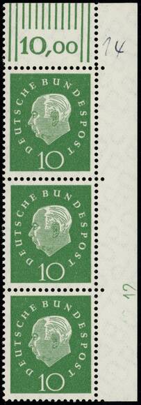 BRD 1959 MiNr. 303 DZ Druckerzeichen '12'