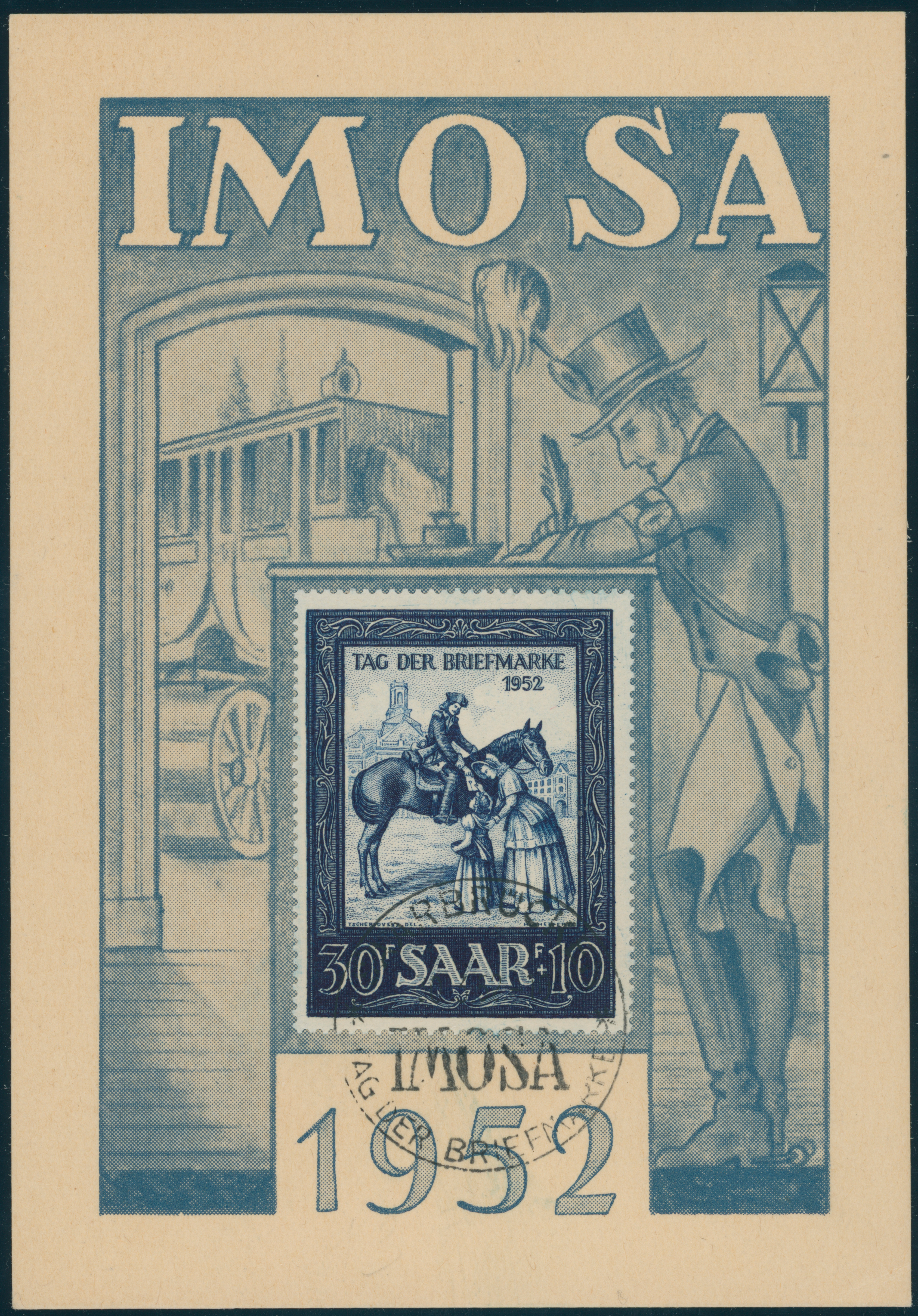 SAARLAND 1952 MiNr. 316 auf Sonderblatt der Imosa