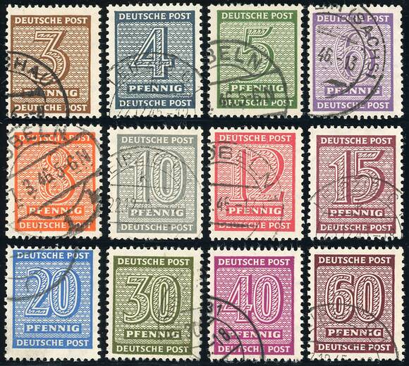 SBZ MiNr. 126-137 X w fallendes Wasserzeichen SBZ MiNr. 126-137 X w fallendes Wasserzeichen