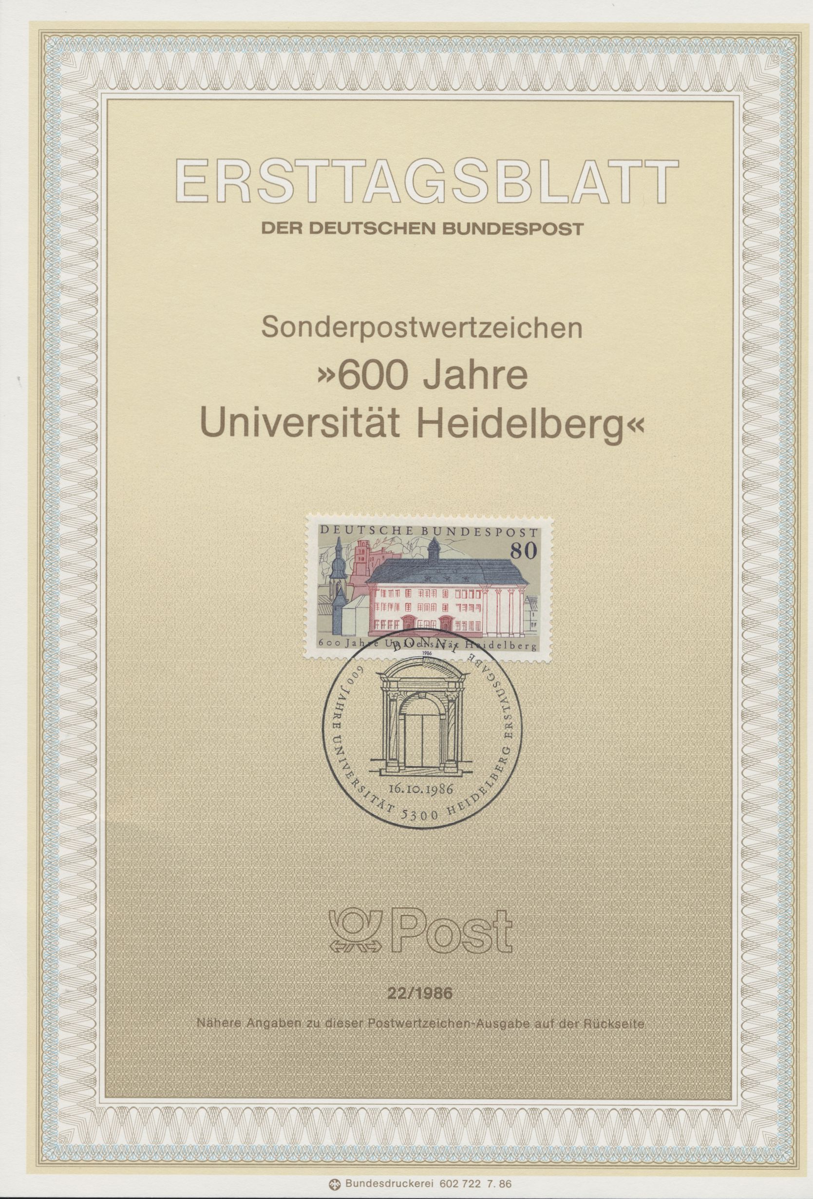 BRD Ersttagsblätter Jahrgang 1986