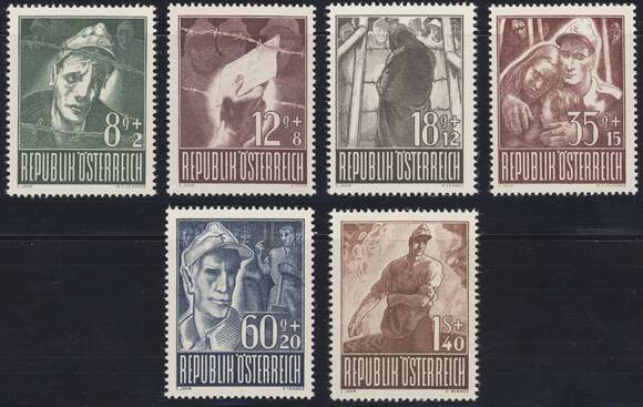 ÖSTERREICH 1947 MiNr. 829-834