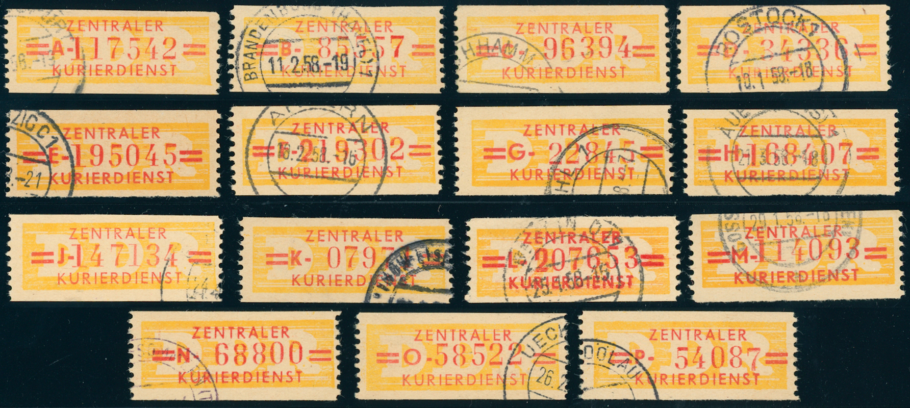 DDR-Dienst MiNr. B 17, komplette Serie mit 15 Stück