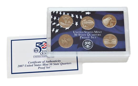 USA 2007 Proof Set 50 State Quarters 5 Münzen