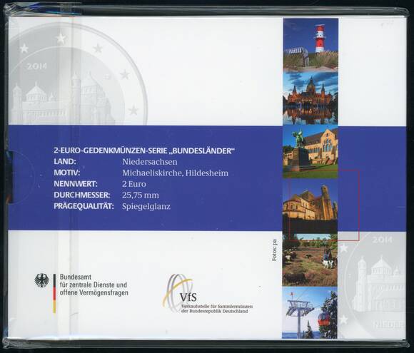 BRD 2014 Serie Bundesländer Niedersachsen 5 x 2 Euro PP