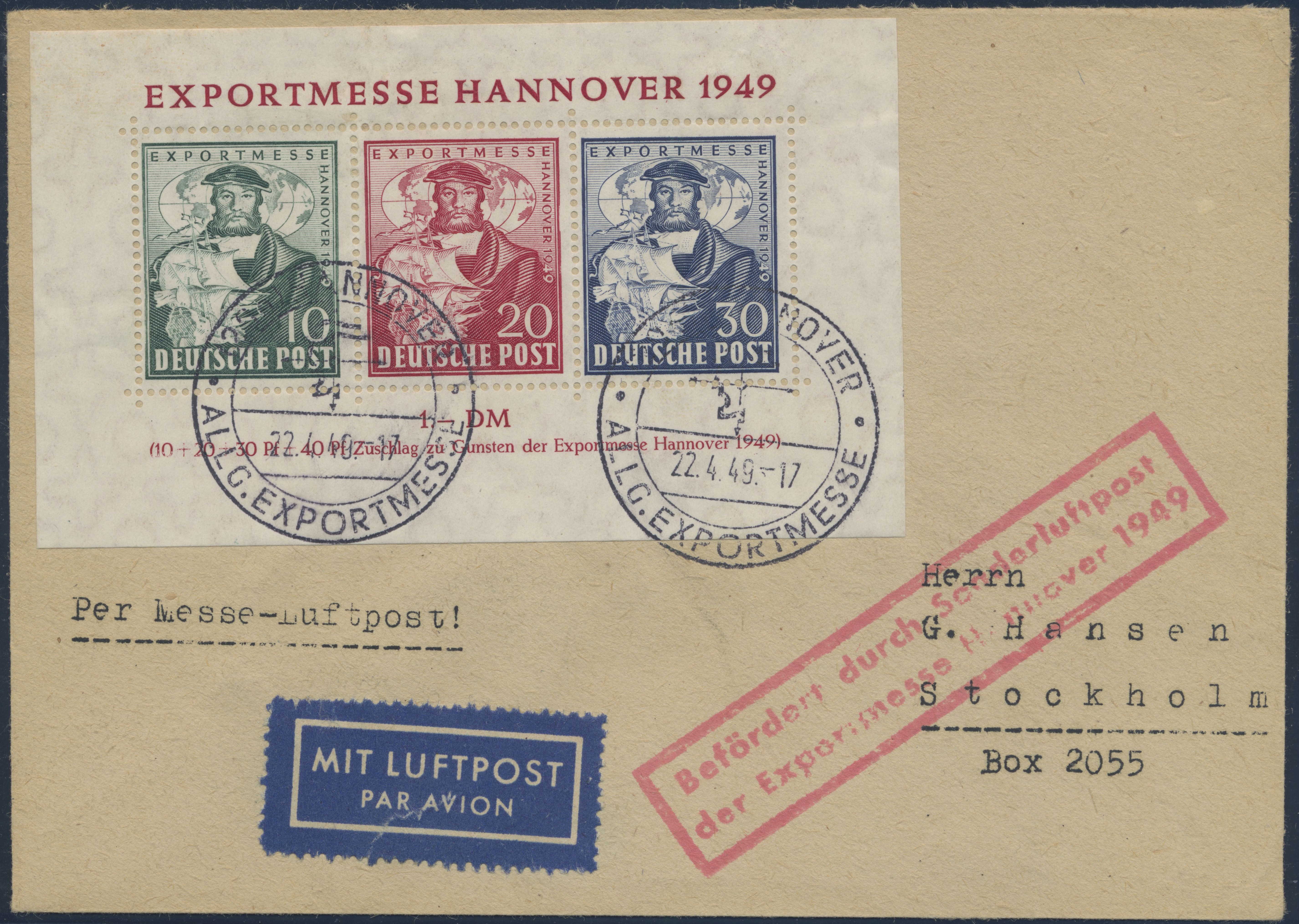 BIZONE 1949 Block 1 a auf Ersttagsbrief