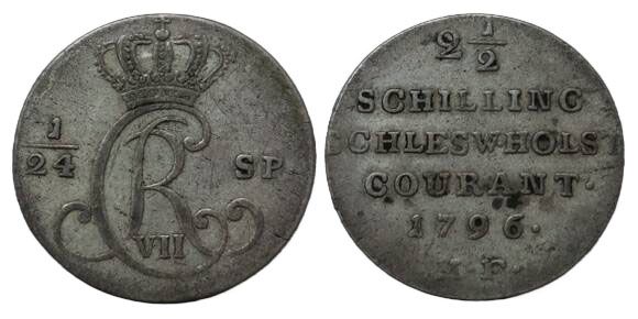 SCHLESWIG-HOLSTEIN 2 1/2 Schilling, 1796 M.F.