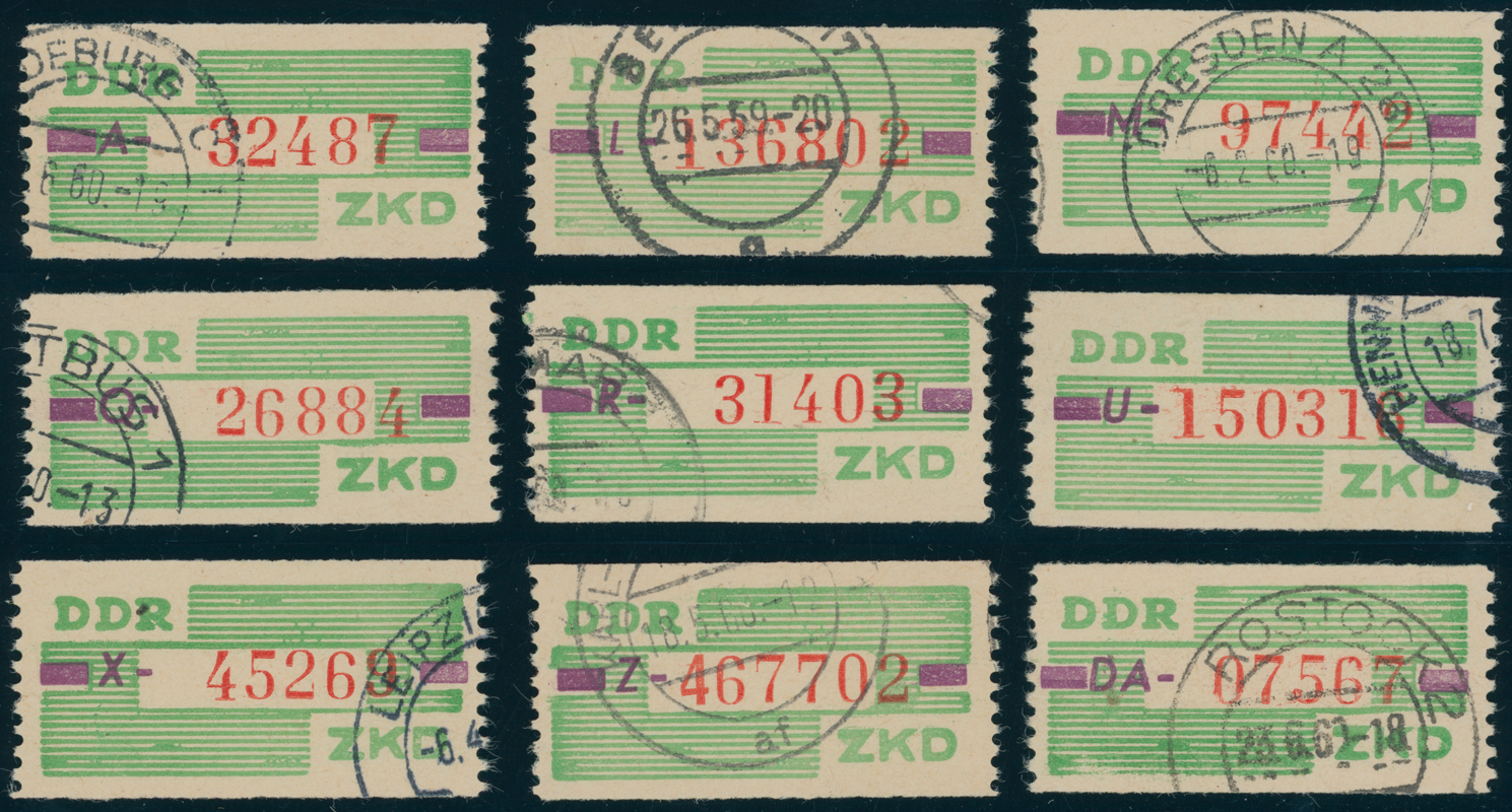 DDR-Dienst MiNr. B 24, komplette Serie mit 9 Stück