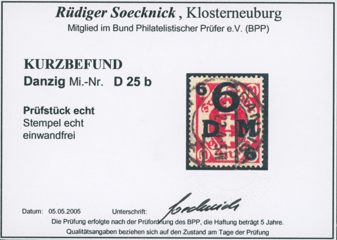 DANZIG DIENST 1922 MiNr. D 25 b