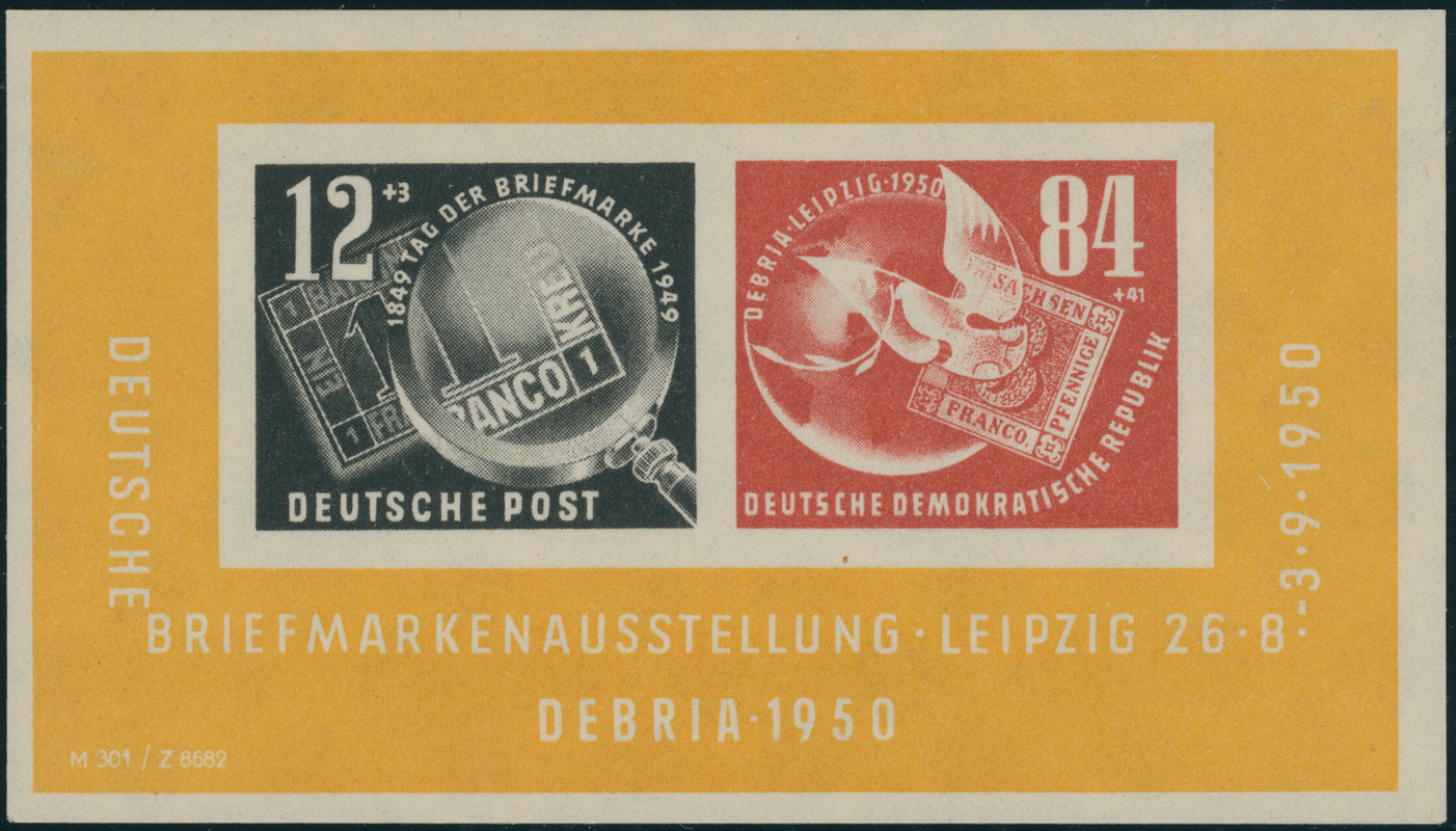 DDR 1950 Block 7 III seltener Plattenfehler