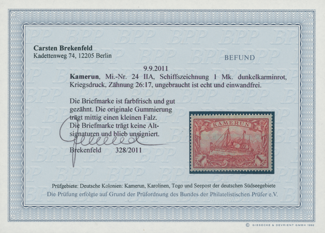 KAMERUN 1919 MiNr. 24 II A