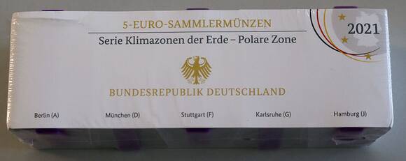 BRD 5 x 5 Euro 2021 Polare Zone PP-Komplettset