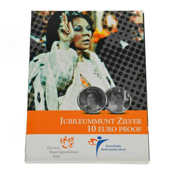 NIEDERLANDE 2005, 10 Euro Silber 25. Jahrestag der Thronbesteigung