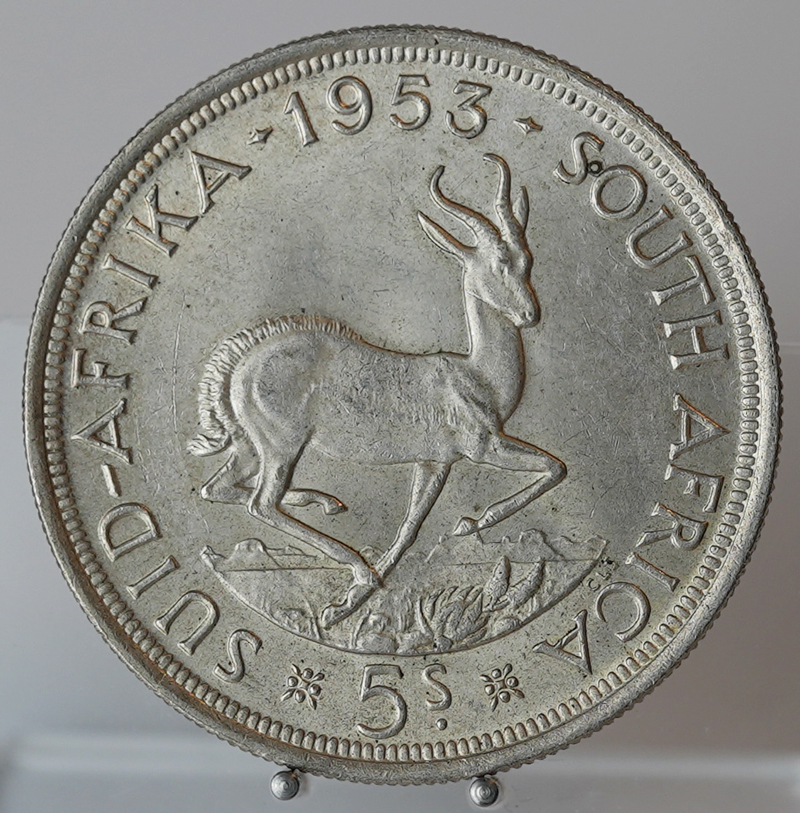 SÜDAFRIKA 5 Shillings Silber 1953-1958 Springbock