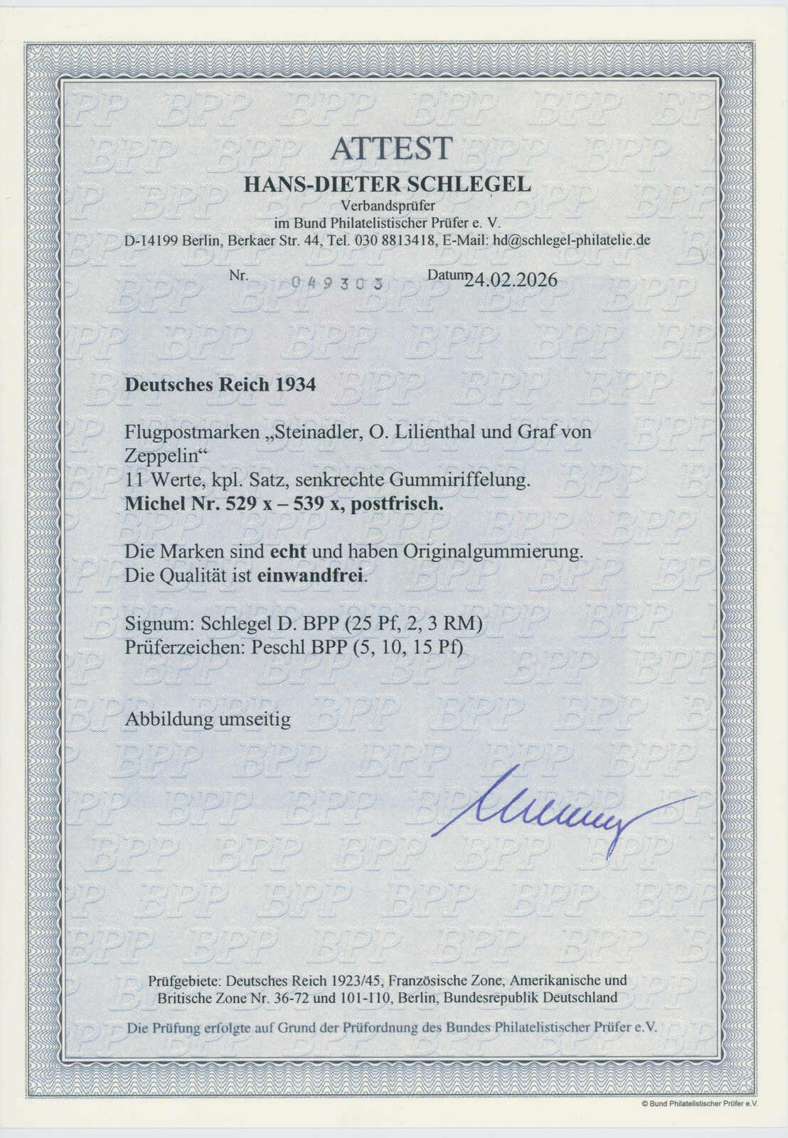 DEUTSCHES REICH 1934 MiNr. 529-539 x
