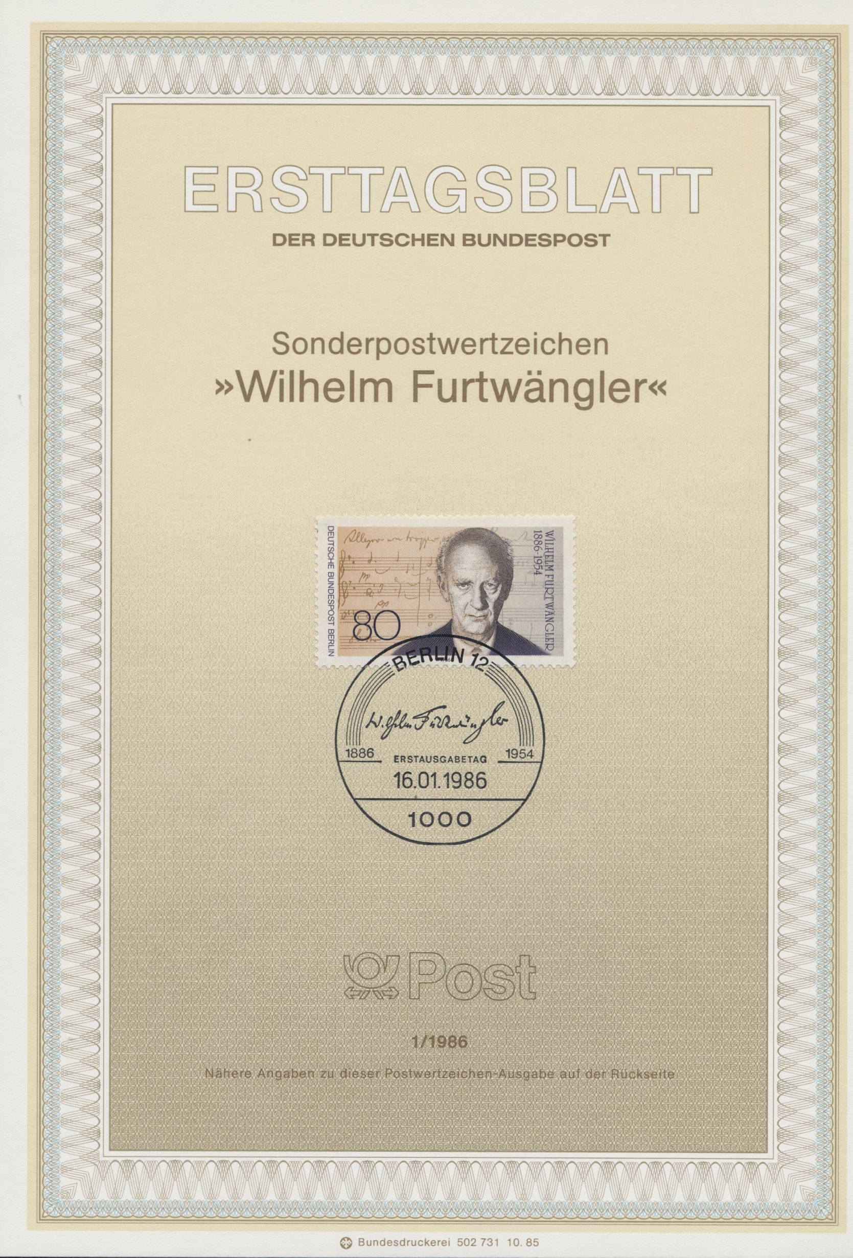 Berlin Ersttagsblätter Jahrgang 1986