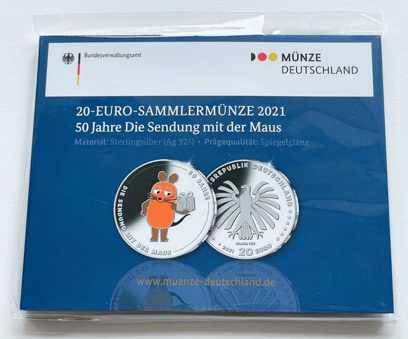 BRD 20 Euro 2021 A 50 Jahre Die Sendung mit der Maus