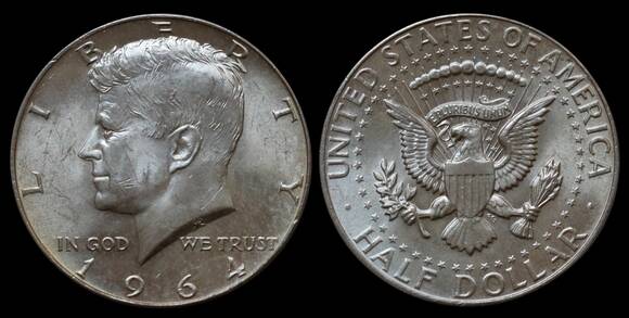 USA 1/2 Dollar 1964 Silber Kennedy ohne Münzzeichen Philadephia