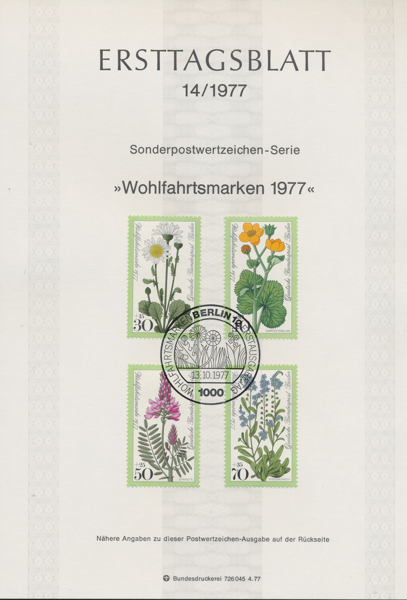 Berlin Ersttagsblätter Jahrgang 1977