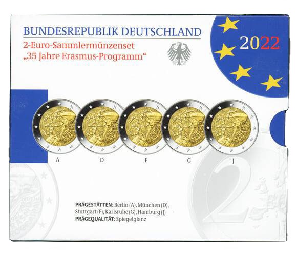 BRD 2022 35 Jahre Erasmus-Programm 5 x 2 Euro PP BRD 2022 35 Jahre Erasmus-Programm 5 x 2 Euro PP