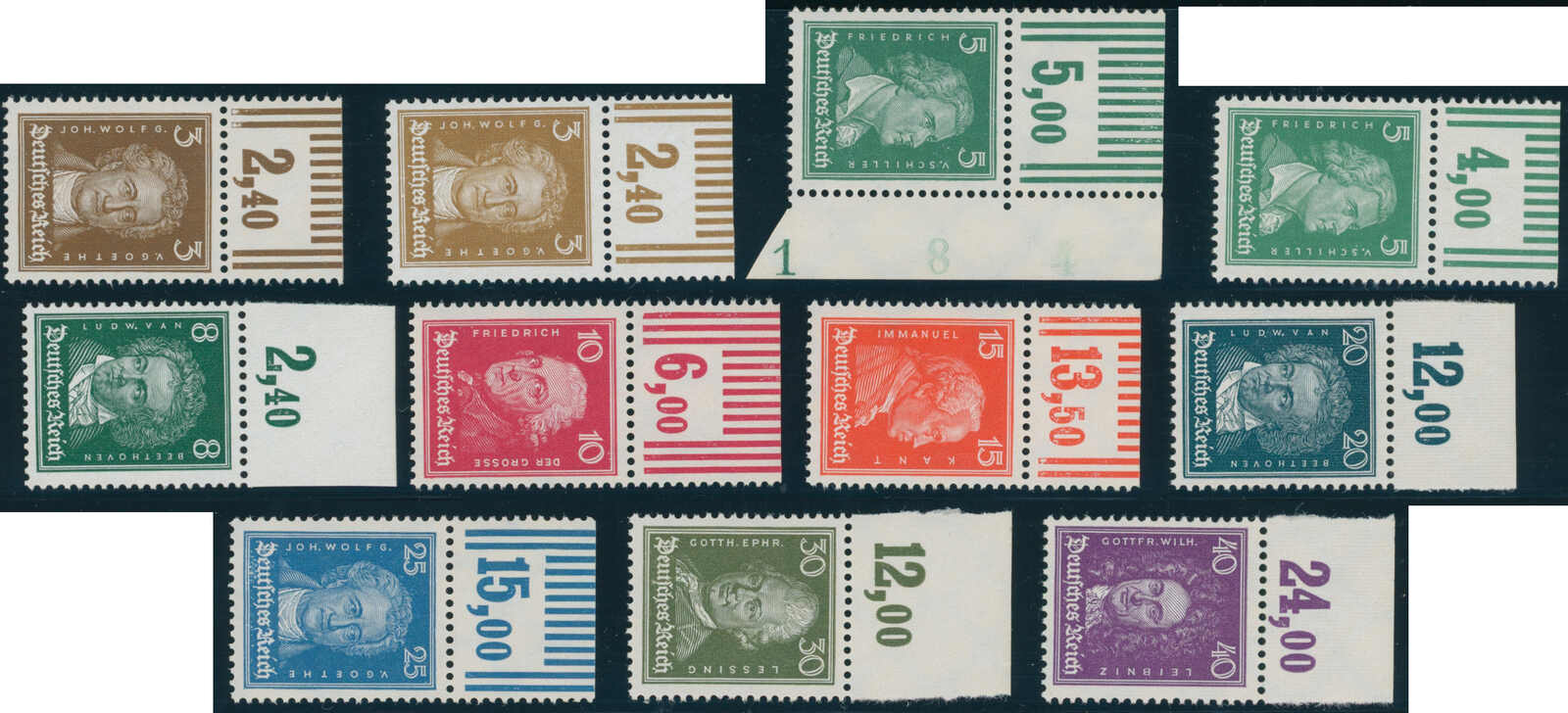 DEUTSCHES REICH 1926/1927 MiNr. 385-397 P/W Oberrand