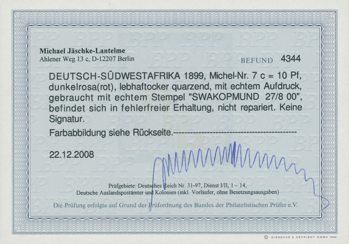 DEUTSCH-SÜDWESTAFRIKA 1899 MiNr. 7 c