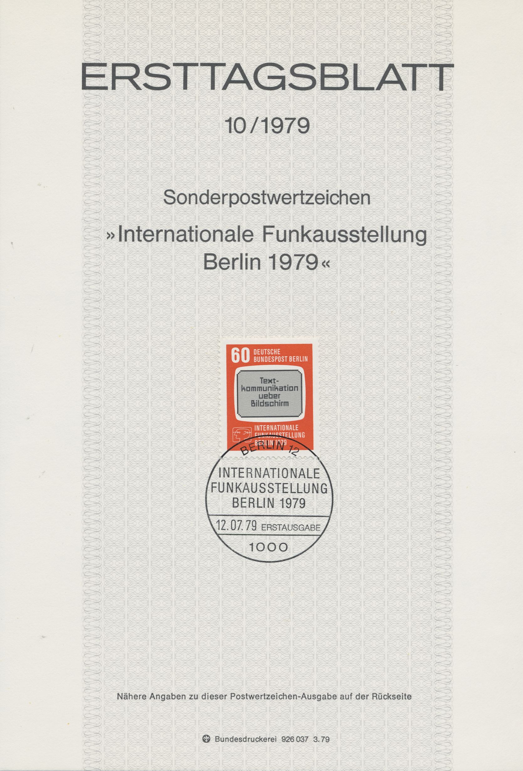 Berlin Ersttagsblätter Jahrgang 1979