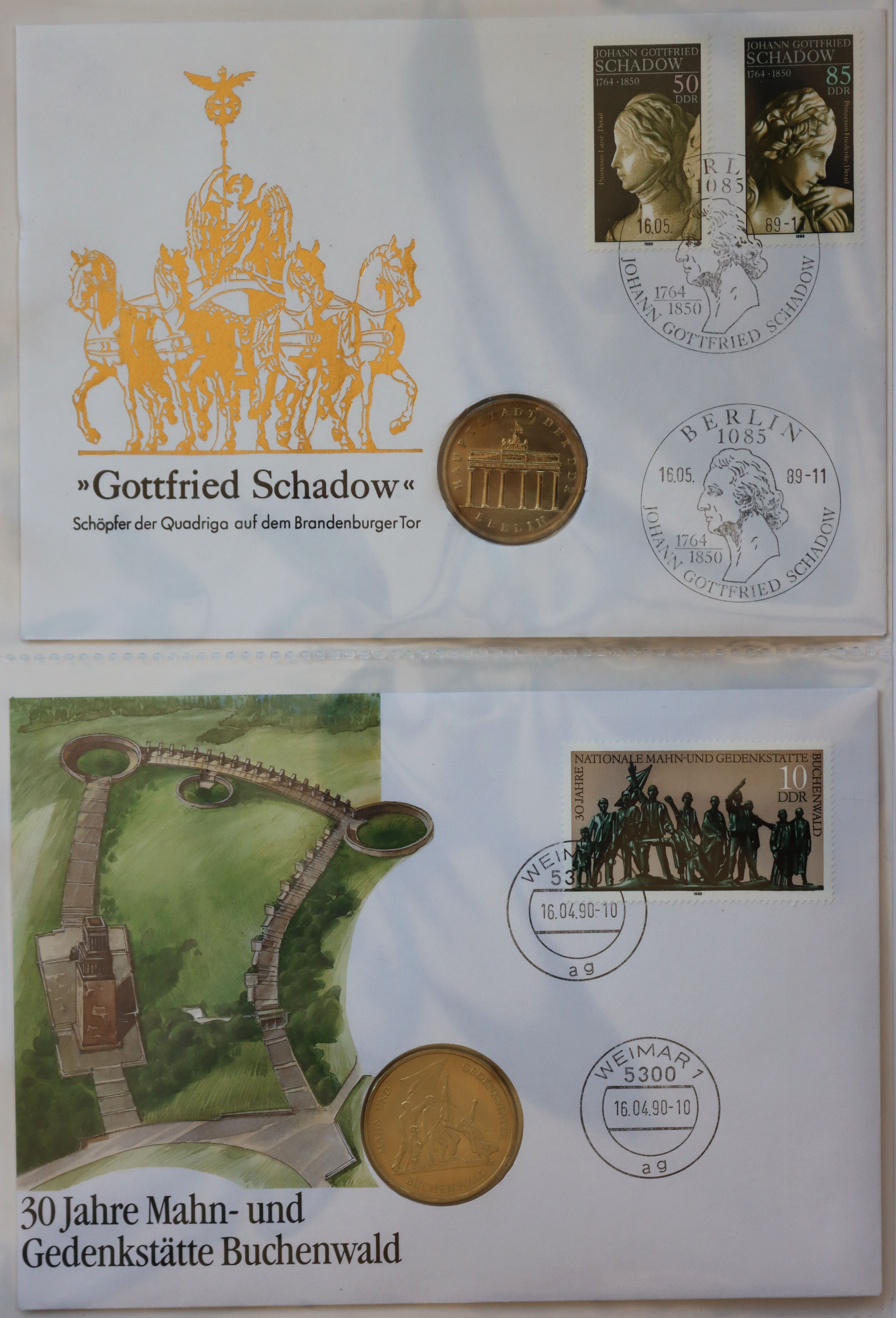 DDR 1984-1995 Sammlung mit 21 Numisbriefen mit DDR Gedenkmünzen