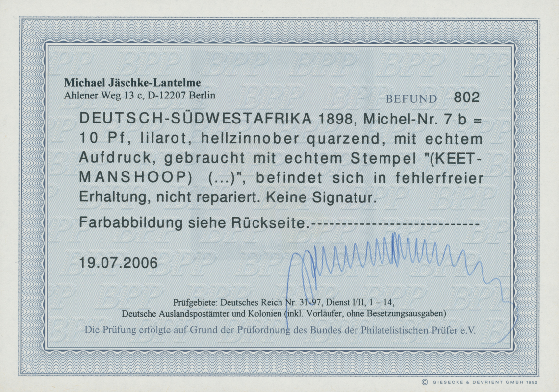 DEUTSCH-SÜDWESTAFRIKA 1898 MiNr. 7 b