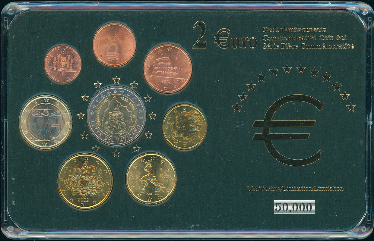 VATIKAN 2 Euro 2004 75 Jahre Vatikan im Gedenkmünzensatz mit Kursmünzen Italien