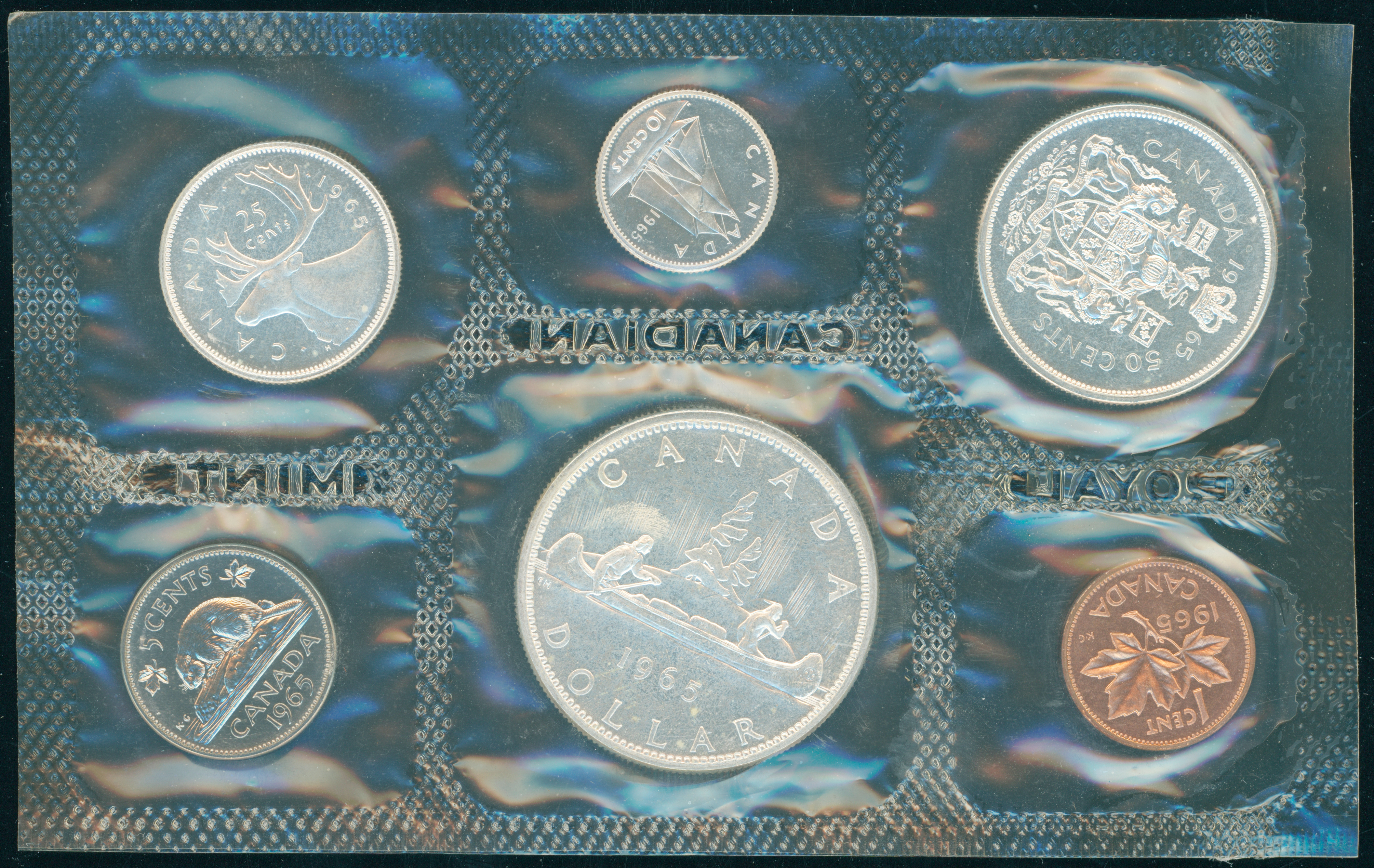 KANADA 1965 offizieller Kursmünzensatz - Mintset mit vier Silbermünzen