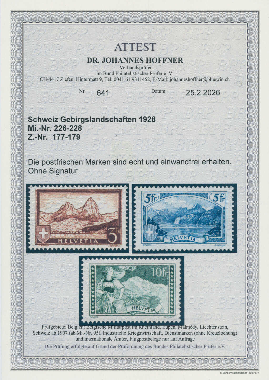 SCHWEIZ 1928/1931 MiNr. 226-228