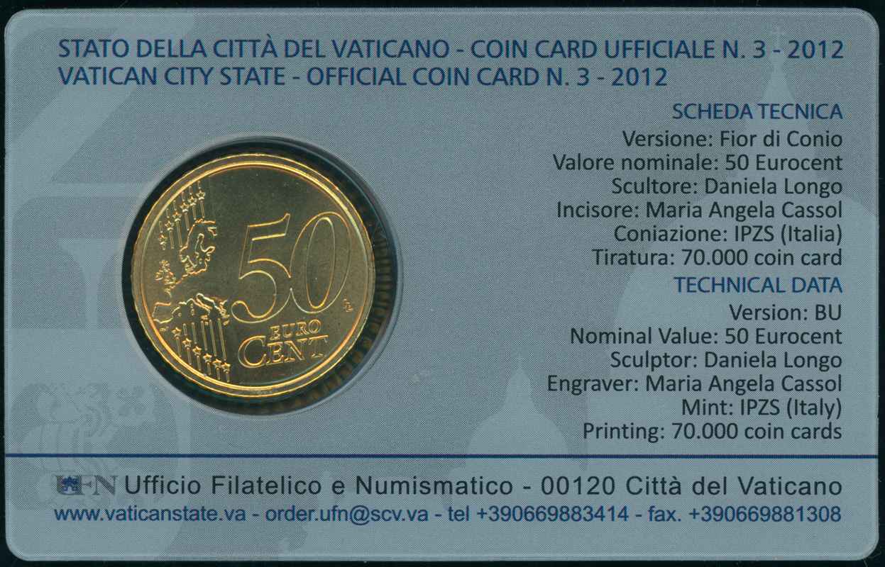 VATIKAN 50 Cent 2012 in Coincard No. 3