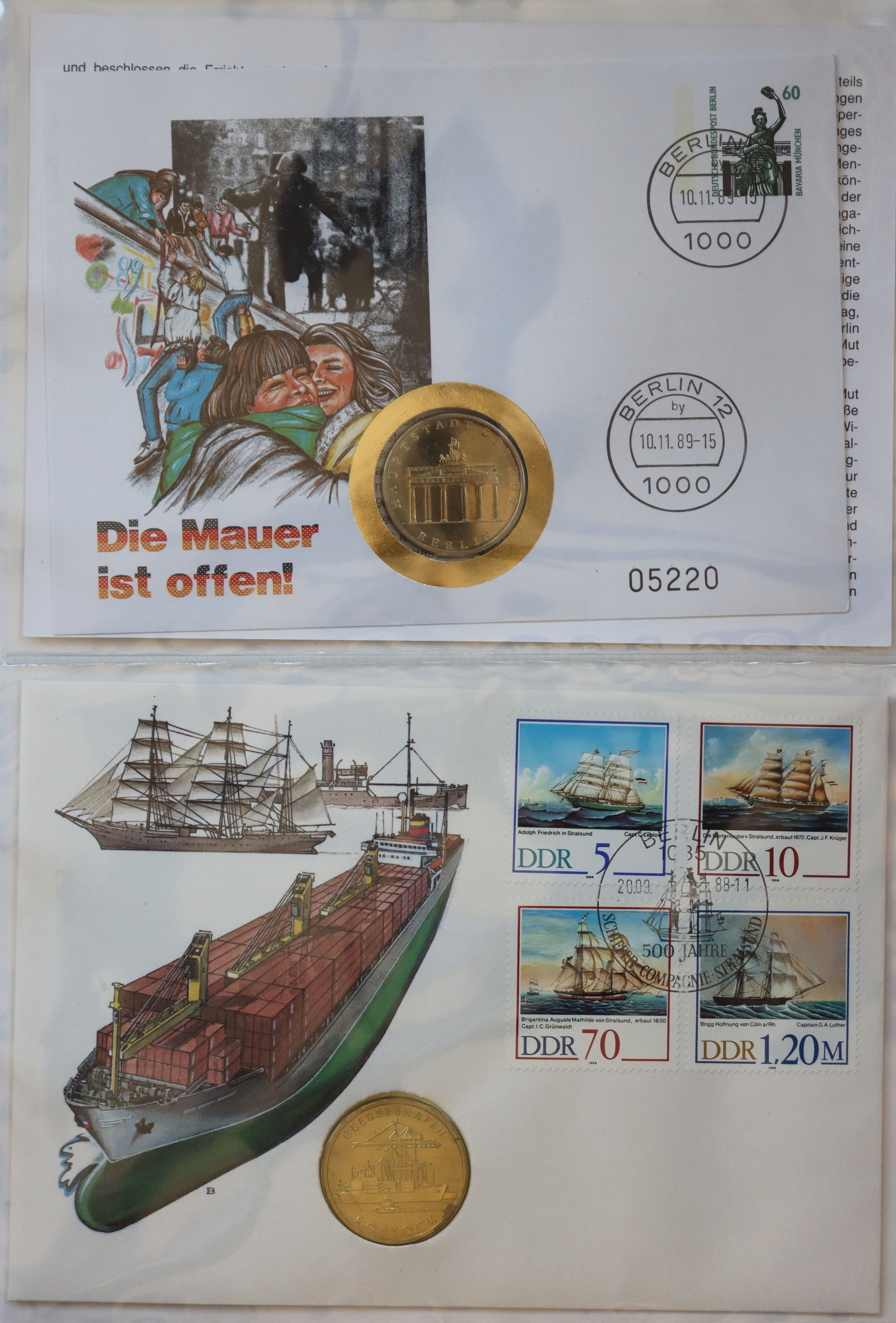 DDR 1984-1995 Sammlung mit 21 Numisbriefen mit DDR Gedenkmünzen