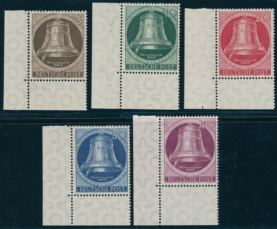BERLIN 1951 MiNr. 75-79 linke, untere Bogenecke