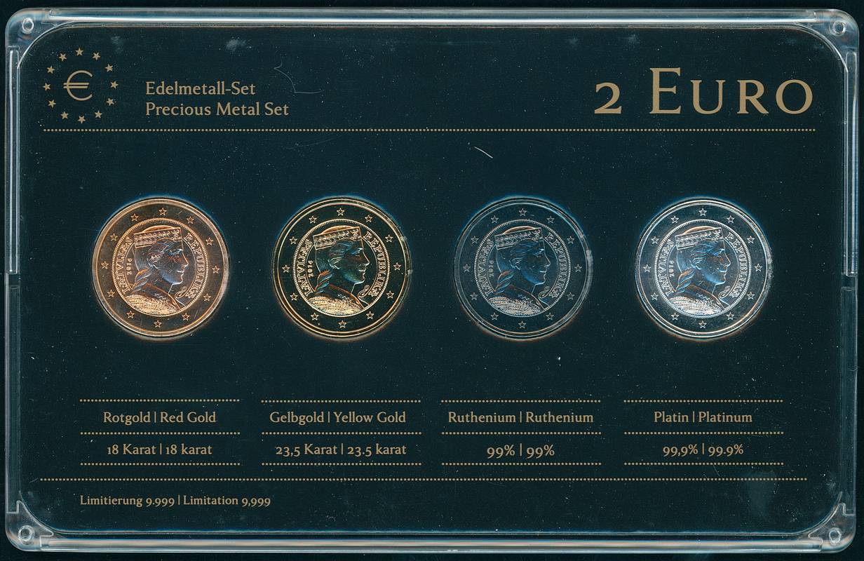 LETTLAND Edelmetall-Set mit 4 x 2 Euro 2014