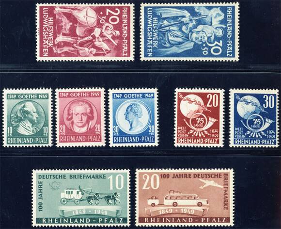 FZ RHLD.-PFALZ MiNr. 30-31 und 46-52 FZ RHLD.-PFALZ MiNr. 30-31 und 46-52