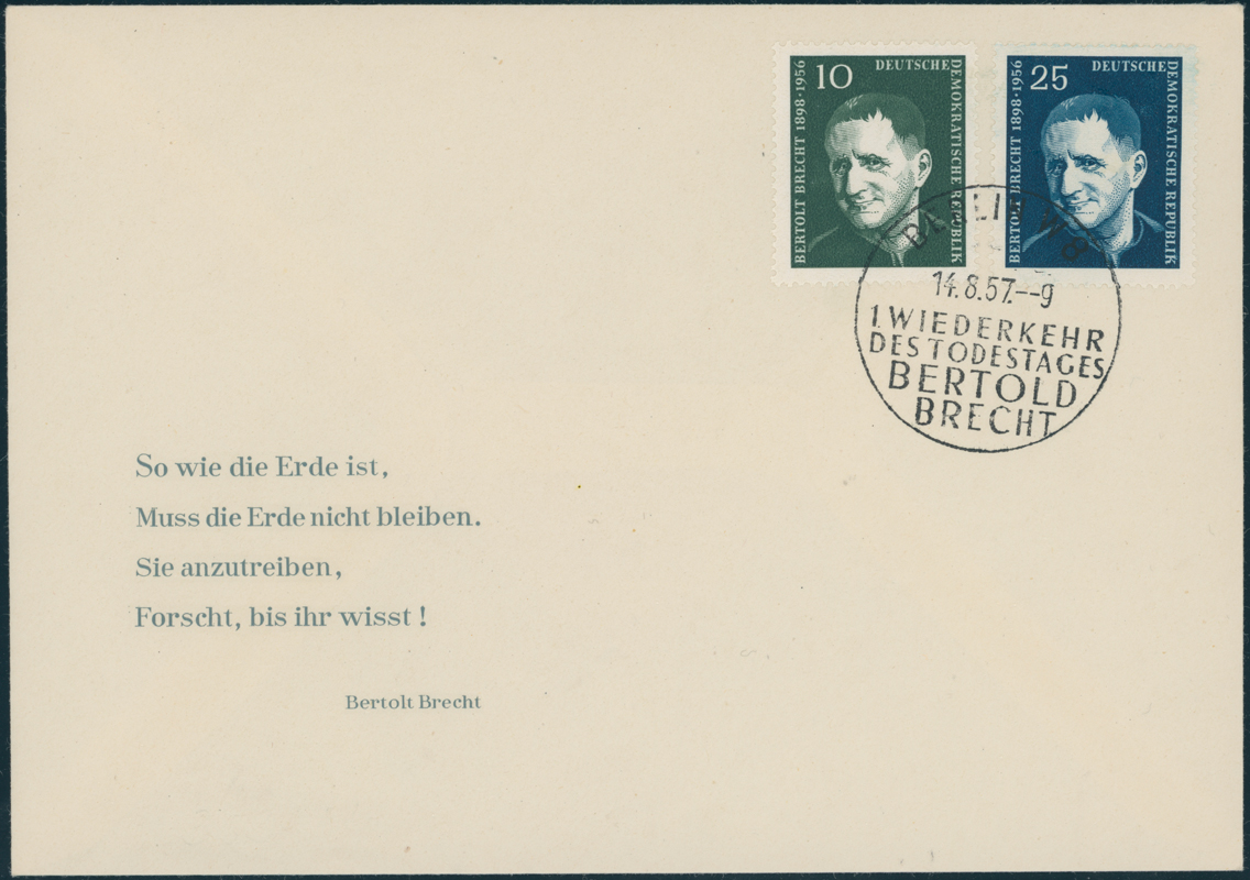 DDR 1957 MiNr. 593-594 zurückgezogener Ersttagsbrief