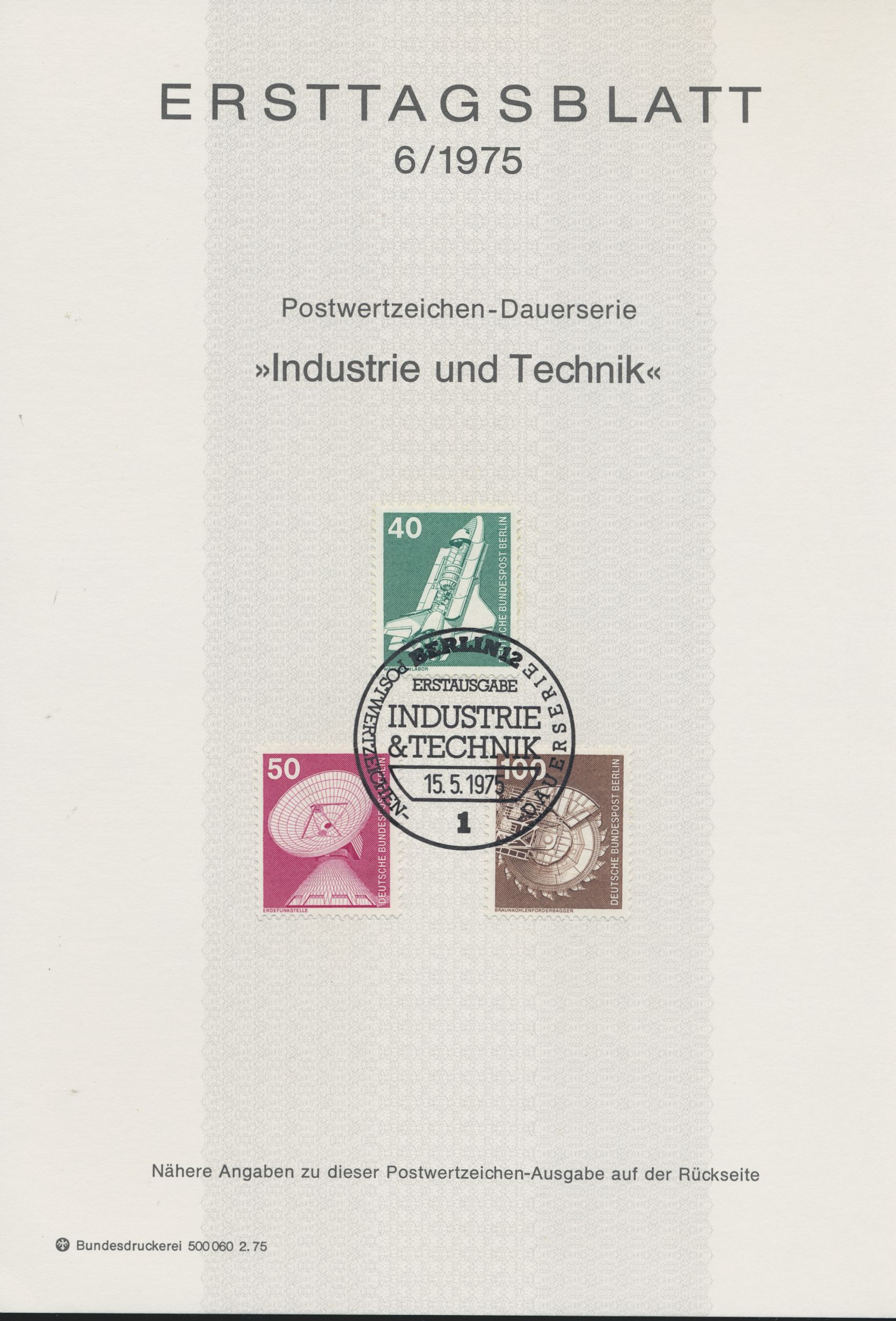 Berlin Ersttagsblätter Jahrgang 1975