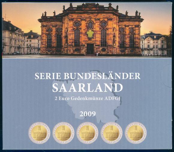 BRD 2009 Serie Bundesländer Saarland 5 x 2 Euro BRD 2009 Serie Bundesländer Saarland 5 x 2 Euro