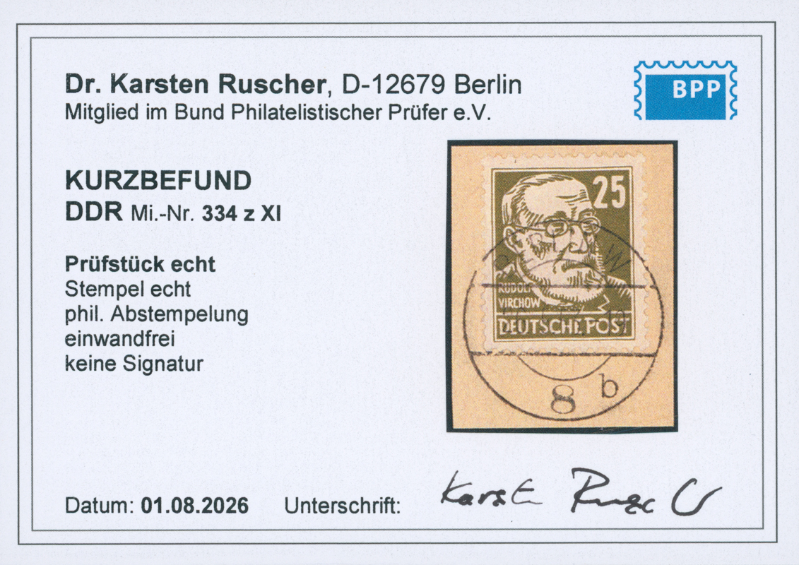 DDR 1952 MiNr. 334 z XI