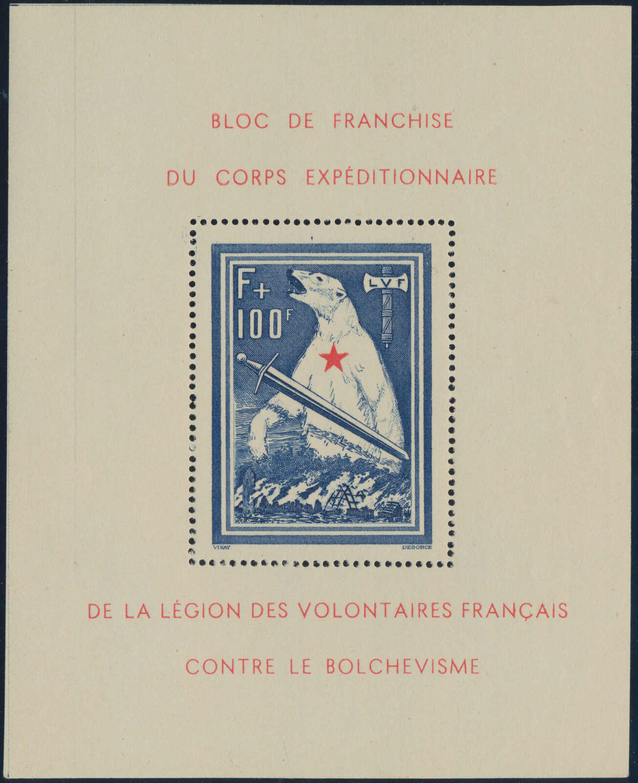 FRANKREICH LEGIONÄRSMARKEN 1941 Block I PF I Eisbärblock