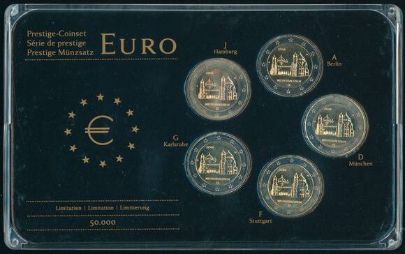 BRD 2014 Serie Bundesländer Niedersachsen 5 x 2 Euro im Prestige-Coinset BRD 2014 Serie Bundesländer Niedersachsen 5 x 2 Euro im Prestige-Coinset