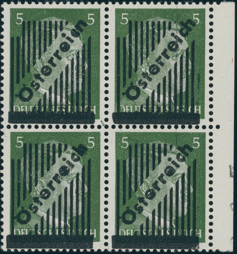 ÖSTERREICH 1945 Viererblock MiNr. 668 I c III + 668 Ia (3)
