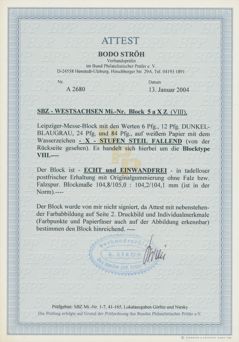 SBZ Block 5 X Z a Wasserzeichenabart