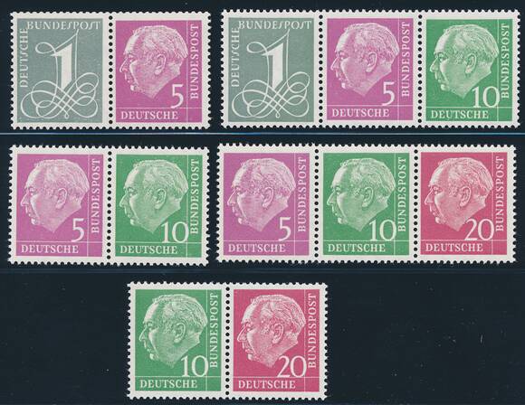 BRD 1960, MiNr. W 17 Y I - W 21 Y I BRD 1960, MiNr. W 17 Y I - W 21 Y I