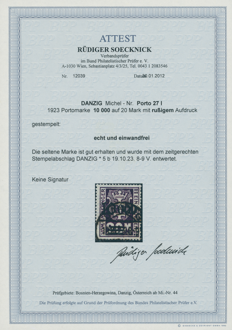DANZIG PORTO 1923 MiNr. P 27 I