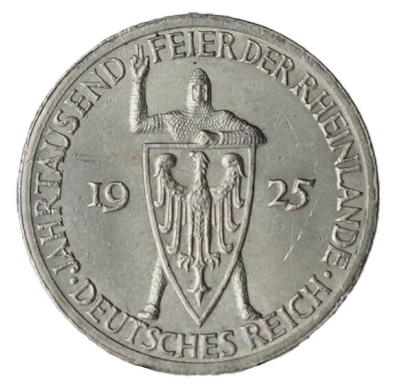 WEIMAR 3 Reichsmark 1925 A, Rheinlande, Jaeger 321