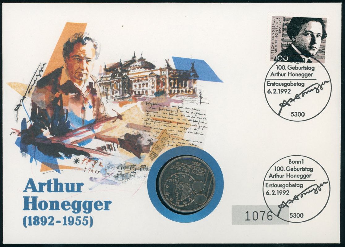 BRD 1985/1992 Numisbrief Arthur Honegger (1892-1955)