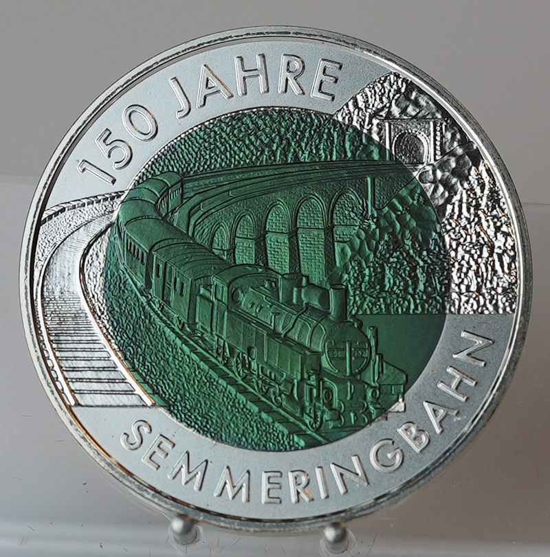 ÖSTERREICH 25 Euro 2004 Silber/Niob 150 Jahre Semmeringbahn