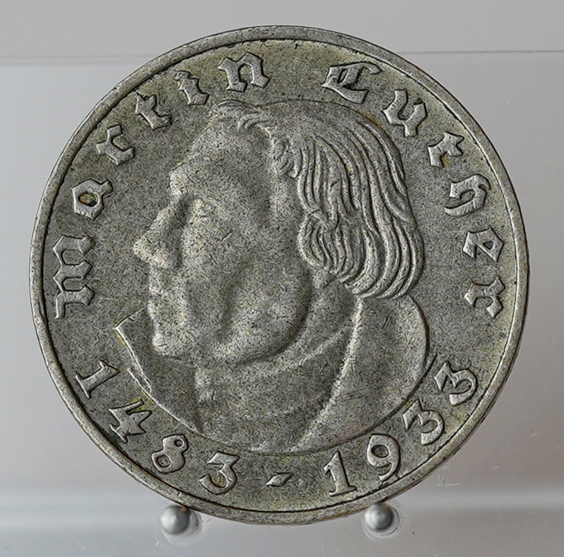 DRITTES REICH 2 Reichsmark, Luther, 1933 A, Jaeger 352